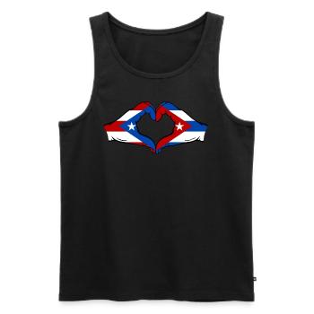 Puerto Rico Kuba Flagge Hände Herzform - Männer Premium Bio Tank Top - Schwarz - Vorne - Michal (187cm)