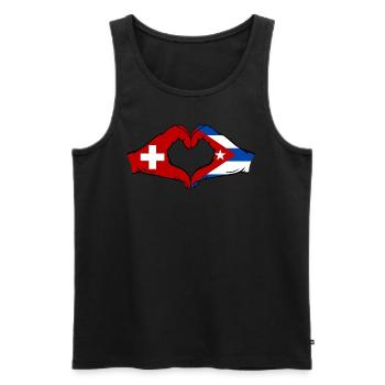 Suisse Cuba Drapeau Mains Coeur Forme - Débardeur bio Premium Homme - noir - Devant - Michal (187cm)