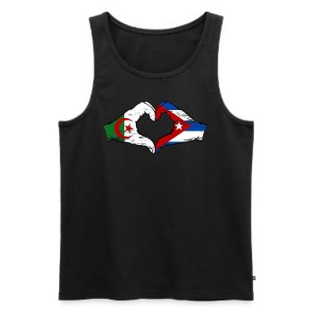 Algerien Kuba Flagge Hände Herzform used - Männer Premium Bio Tank Top - Schwarz - Vorne - Michal (187cm)