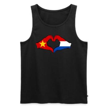Vietnam Holland Flag Hands Heart Shape - Men's Premium Organic Tank Top - black - Front - Michal (187cm)