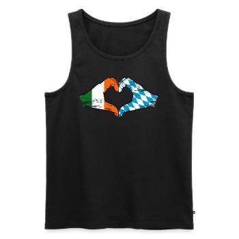 Irlande Bavière drapeau mains coeur utilisé - Débardeur bio Premium Homme - noir - Devant - Michal (187cm)