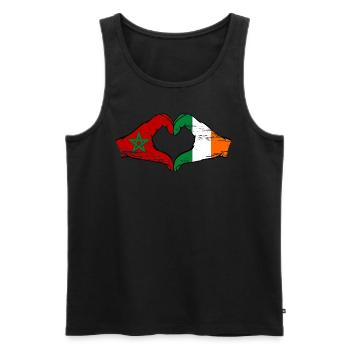 Maroc Irlande Drapeau Mains Coeur Forme Utilisé - Débardeur bio Premium Homme - noir - Devant - Michal (187cm)