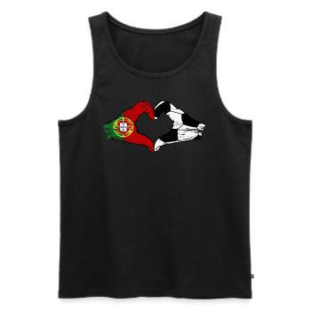 Portugal Football Drapeau Mains Coeur Forme Utilisé - Débardeur bio Premium Homme - noir - Devant - Michal (187cm)