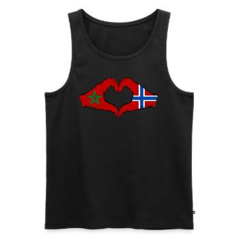 Maroc Norvège Drapeau Mains Coeur Forme - Débardeur bio Premium Homme - noir - Devant - Michal (187cm)