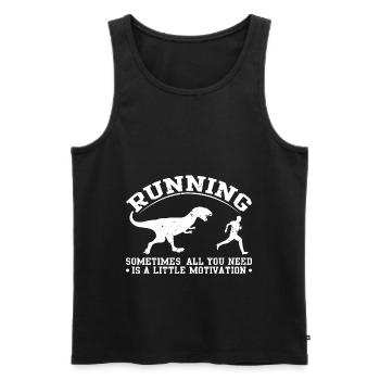 running courir motivation dino dinosaur run - Débardeur bio Premium Homme - noir - Devant - Michal (187cm)
