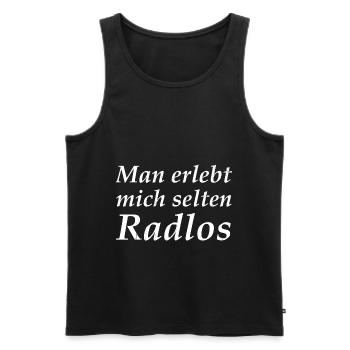 Man erlebt mich selten Radlos - Männer Premium Bio Tank Top - Schwarz - Vorne - Michal (187cm)