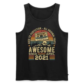 April 2021 Vintage Retro Geburtstagsgeschenk - Männer Premium Bio Tank Top - Schwarz - Vorne - Michal (187cm)