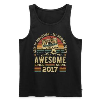 April 2017 Vintage Retro Geburtstagsgeschenk - Männer Premium Bio Tank Top - Schwarz - Vorne - Michal (187cm)