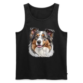 Australian Shepherd Head - Men's Premium Organic Tank Top - black - Front - AI Model Male 178 light (178cm)