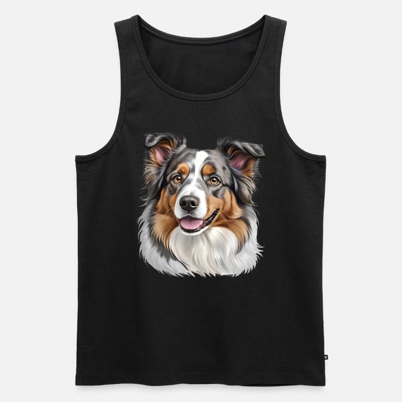 Australian Shepherd Kopf - Männer Premium Bio Tank Top - Schwarz