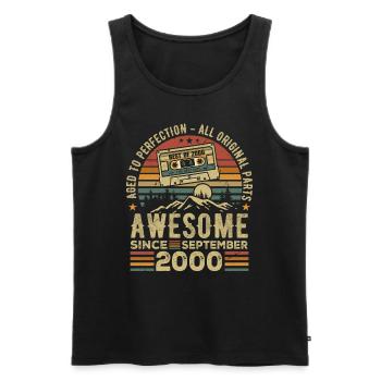 Birthday September 2000 Vintage September 2000 - Men's Premium Organic Tank Top - black - Front - AI Model Male 178 light (178cm)