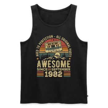 Birthday September 1982 Vintage September 1982 - Men's Premium Organic Tank Top - black - Front - AI Model Male 178 light (178cm)