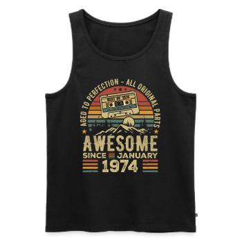 Geburtstag Januar 1974 | Geschenk Januar 1974 - Männer Premium Bio Tank Top - Schwarz - Vorne - Michal (187cm)