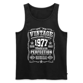 Vintage 1977 Cadeau Anniversaire 42 Ans - Débardeur bio Premium Homme - noir - Devant - Michal (187cm)