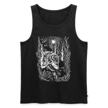 Wolf at night - Men's Premium Organic Tank Top - black - Front - AI Model Male 178 light (178cm)