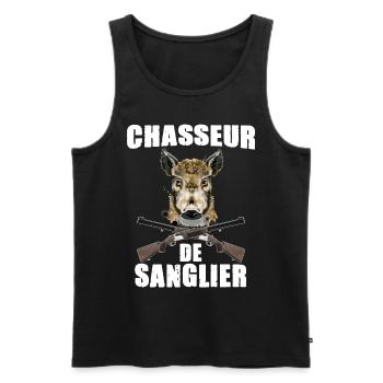 Chasseur De Sanglier Plaisir De la Chasse - Débardeur bio Premium Homme - noir - Devant - Michal (187cm)
