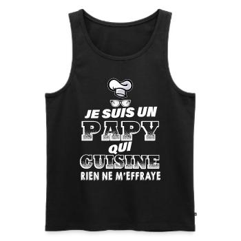 Mon Papy Aime Cuisiner Citation Marrante Papi - Débardeur bio Premium Homme - noir - Devant - Michal (187cm)