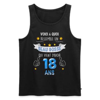 Mon beau gosse de 18 ans anniversaire fils - Débardeur bio Premium Homme - noir - Devant - Michal (187cm)