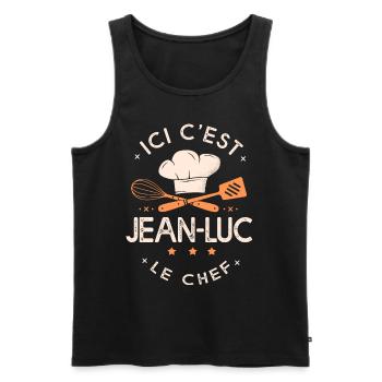 Jean luc Chef Ici c est Jean luc le chef cuisinier - Débardeur bio Premium Homme - noir - Devant - Michal (187cm)