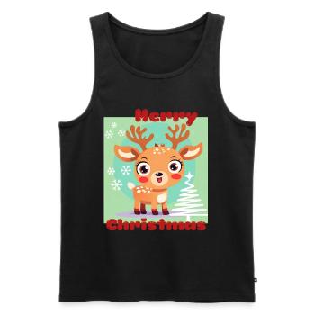 Joyeux Noël - cerf porte-bonheur mignon - Noël de neige - Débardeur bio Premium Homme - noir - Devant - AI Model Male 178 light (178cm)