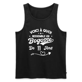 Bogosse 11 ans Cadeau Humour Anniversaire 11 ans - Débardeur bio Premium Homme - noir - Devant - Michal (187cm)