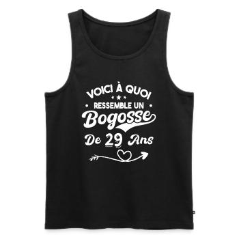 Bogosse 29 ans Cadeau Humour Anniversaire 29 ans - Débardeur bio Premium Homme - noir - Devant - Michal (187cm)