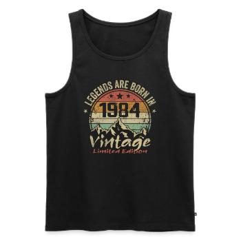 The legends were born in 1984 - 1984 - Men's Premium Organic Tank Top - black - Front - Michal (187cm)