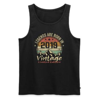 The legends were born in 2019 - 2019 - Men's Premium Organic Tank Top - black - Front - AI Model Male 178 light (178cm)