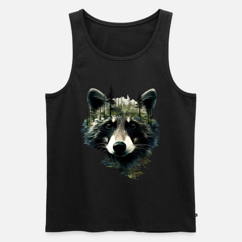 Waschbär - Männer Premium Bio Tank Top - Schwarz