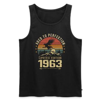 1963 Original Vintage Retro 1963 Jubiläum - Männer Premium Bio Tank Top - Schwarz - Vorne - AI Model Male 178 light (178cm)