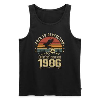 1986 Original Vintage Retro 1986 Anniversary - Men's Premium Organic Tank Top - black - Front - AI Model Male 178 light (178cm)