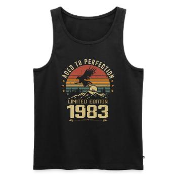 1983 Original Vintage Retro 1983 Anniversary - Men's Premium Organic Tank Top - black - Front - AI Model Male 178 light (178cm)
