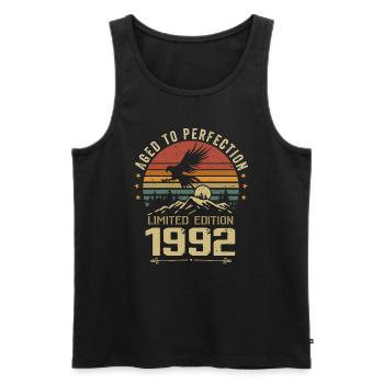 1992 Original Vintage Retro 1992 Anniversary - Men's Premium Organic Tank Top - black - Front - AI Model Male 178 light (178cm)