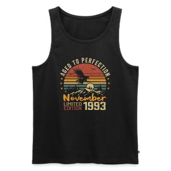 The legends were born in November 1993 - 1993 - Men's Premium Organic Tank Top - black - Front - AI Model Male 178 light (178cm)