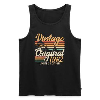 Vintage Anniversary Made in 1982 Retro 1982 - Men's Premium Organic Tank Top - black - Front - Michal (187cm)