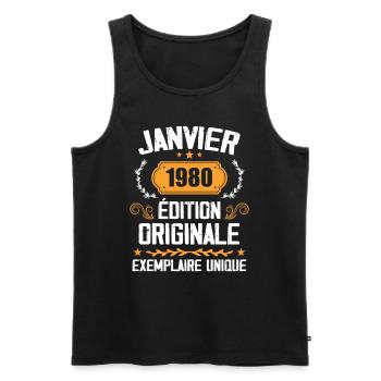 Anniversary Vintage Gift January 1980 - 1980 - Men's Premium Organic Tank Top - black - Front - Michal (187cm)