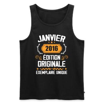 Jubiläumsgeschenk Jahrgang Januar 2016 - 2016 - Männer Premium Bio Tank Top - Schwarz - Vorne - AI Model Male 178 light (178cm)