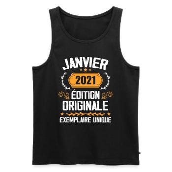 Jubiläums-Vintage-Geschenk Januar 2021 - 2021 - Männer Premium Bio Tank Top - Schwarz - Vorne - AI Model Male 178 light (178cm)