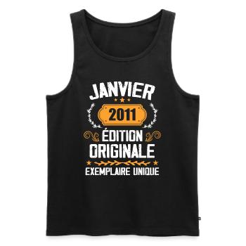 Jubiläum Vintage Geschenk Januar 2011 - 2011 - Männer Premium Bio Tank Top - Schwarz - Vorne - AI Model Male 178 light (178cm)