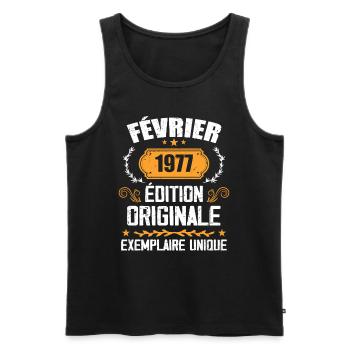 Cadeau 47e Anniversaire Nées En Février 1977 - Débardeur bio Premium Homme - noir - Devant - Michal (187cm)