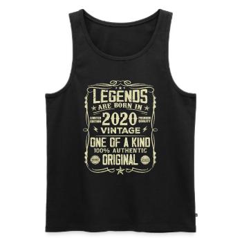 Fabriqué En 2020 Vintage Cadeau Anniversaire 2020 - Débardeur bio Premium Homme - noir - Devant - AI Model Male 178 light (178cm)