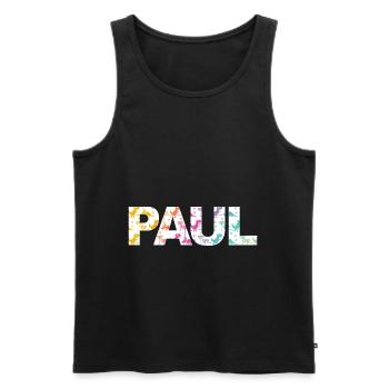Paul - Beautiful boy name with cool dinosaurs - Men's Premium Organic Tank Top - black - Front - Michal (187cm)