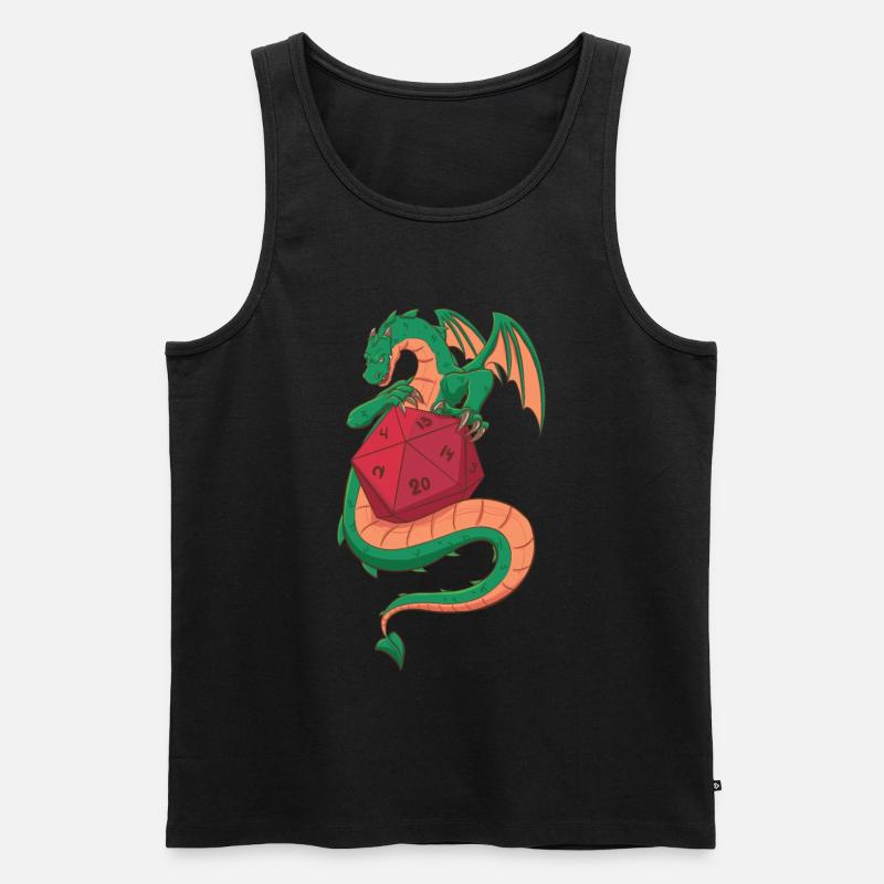Dragon & D20 (Rollenspiele) - Männer Premium Bio Tank Top - Schwarz