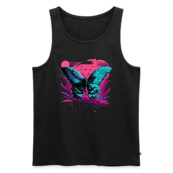 Kunst des Vaporwave Schmetterlings - Männer Premium Bio Tank Top - Schwarz - Vorne - AI Model Male 178 light (178cm)