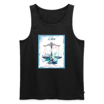 Zodiac Signs in Watercolor: Libra the Scales - Men's Premium Organic Tank Top - black - Front - AI Model Male 178 light (178cm)