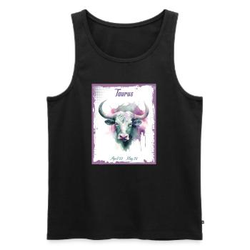 Zodiac Signs in Watercolor: Taurus the Bull - Men's Premium Organic Tank Top - black - Front - Michal (187cm)