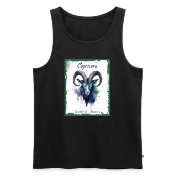 Zodiac Signs in Watercolor: Capricorn the Goat - Men's Premium Organic Tank Top - black - Front - Michal (187cm)