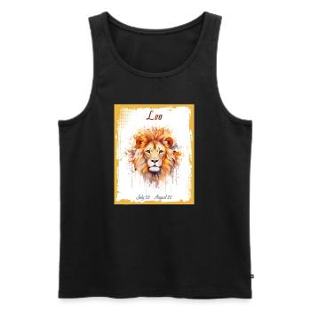 Zodiac Signs in Watercolor: Leo the Lion - Men's Premium Organic Tank Top - black - Front - Michal (187cm)