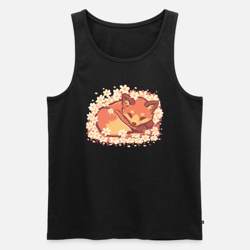 Daisy Spring Fox - Männer Premium Bio Tank Top - Schwarz