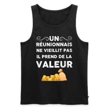 Un Réunonnais De Valeur Cadeau Anniversaire - Débardeur bio Premium Homme - noir - Devant - AI Model Male 178 light (178cm)